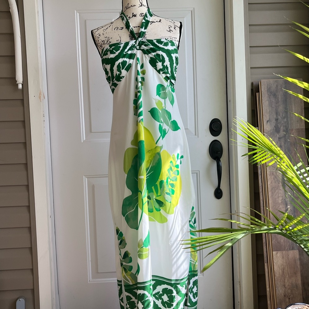 WHITE HOUSE BLACK MARKET Tie Neck Halter Midi Dress